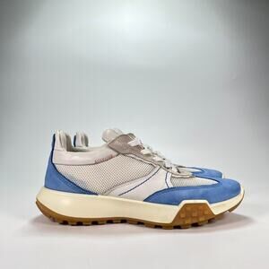 ECCO Retro Sneaker White Blue Lace Casual Comfort Walking Shoes Women's Size 7.5